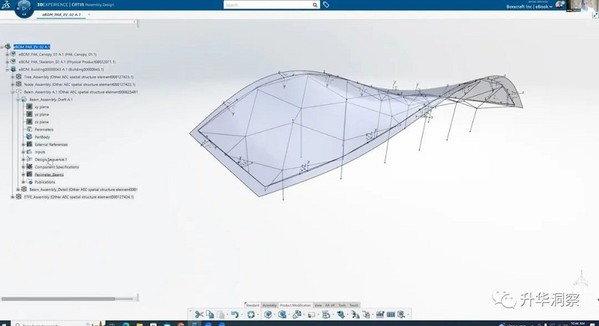 圖2 : 電動汽車體驗中心展館起伏的屋頂由自清潔玻璃替代品組成,根據其參數可為每個中心生成獨特的輪廓,並實現快速組裝。(source:達梭系統)