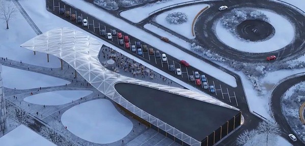 圖3 : 從木材到EFTE 屋頂,建築方案的結構均由可回收和可重複使用的材料製成。(source:達梭系統)