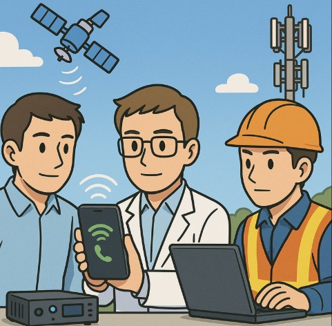 圖二 : 與MNO、衛星營運商協作進行OTA與互通測試，關鍵包含：波束切換穩定性、衛星模式下的App體驗、緊急服務可用性、能耗與溫度行為、以及多制式切換時的話務保持。